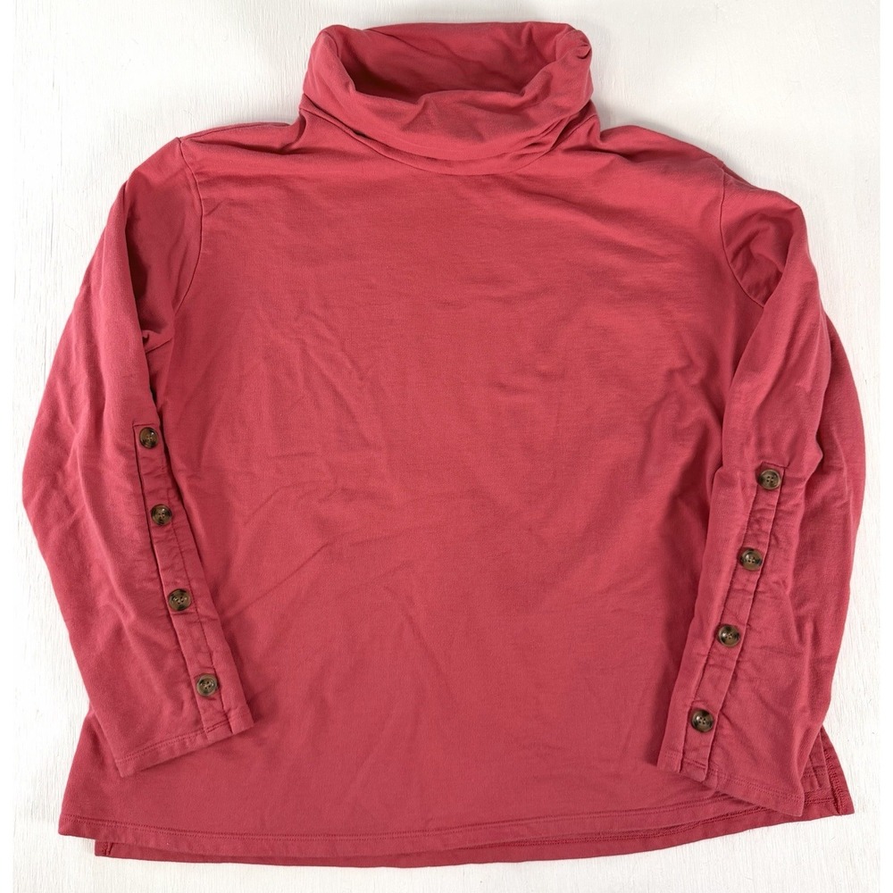 St Johns Bay Size XL Long Sleeve Top Mockneck 100% Cotton Vermillion Red Coastal